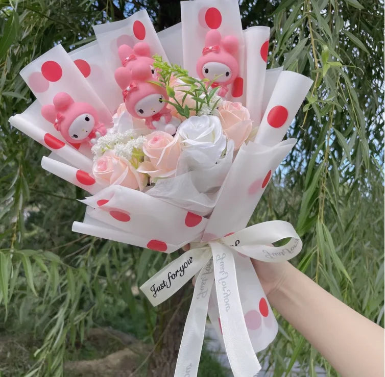 Cartoon Handmade Hello kitty bouquet Plush dolls creative Valentine Christmas Graduation Gifts For Girls