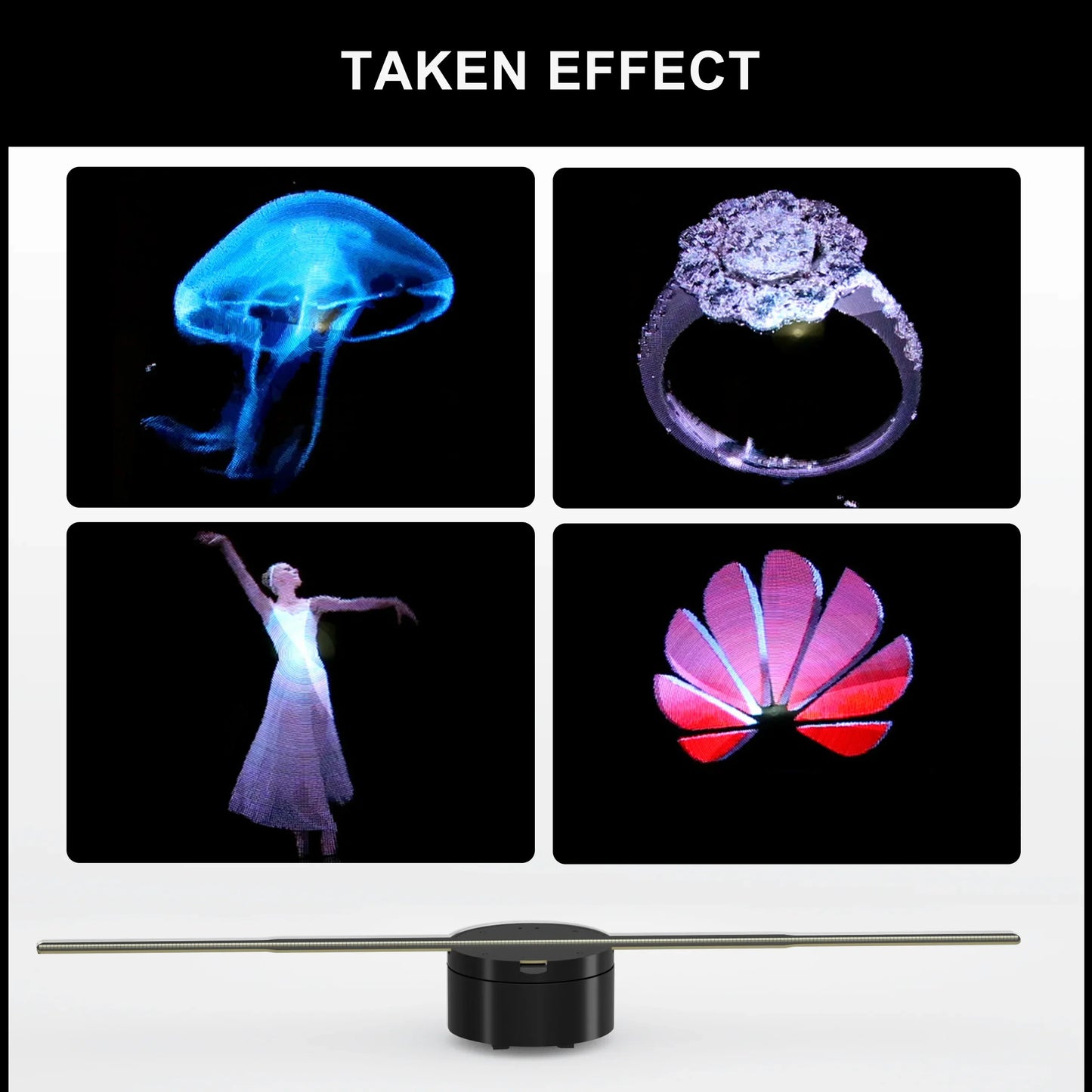 HoloVibe™ 3D LED Hologram Projector – 40CM WiFi Display Fan