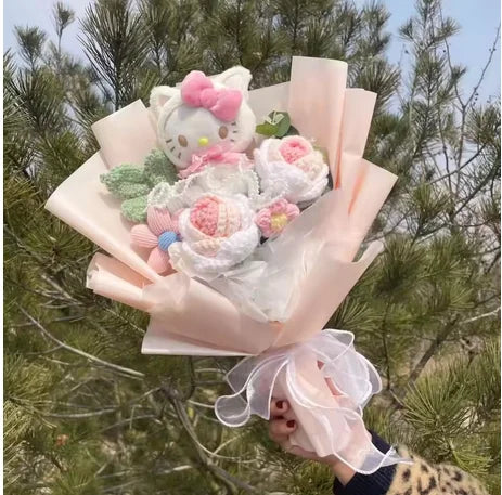 Cartoon Handmade Hello kitty bouquet Plush dolls creative Valentine Christmas Graduation Gifts For Girls