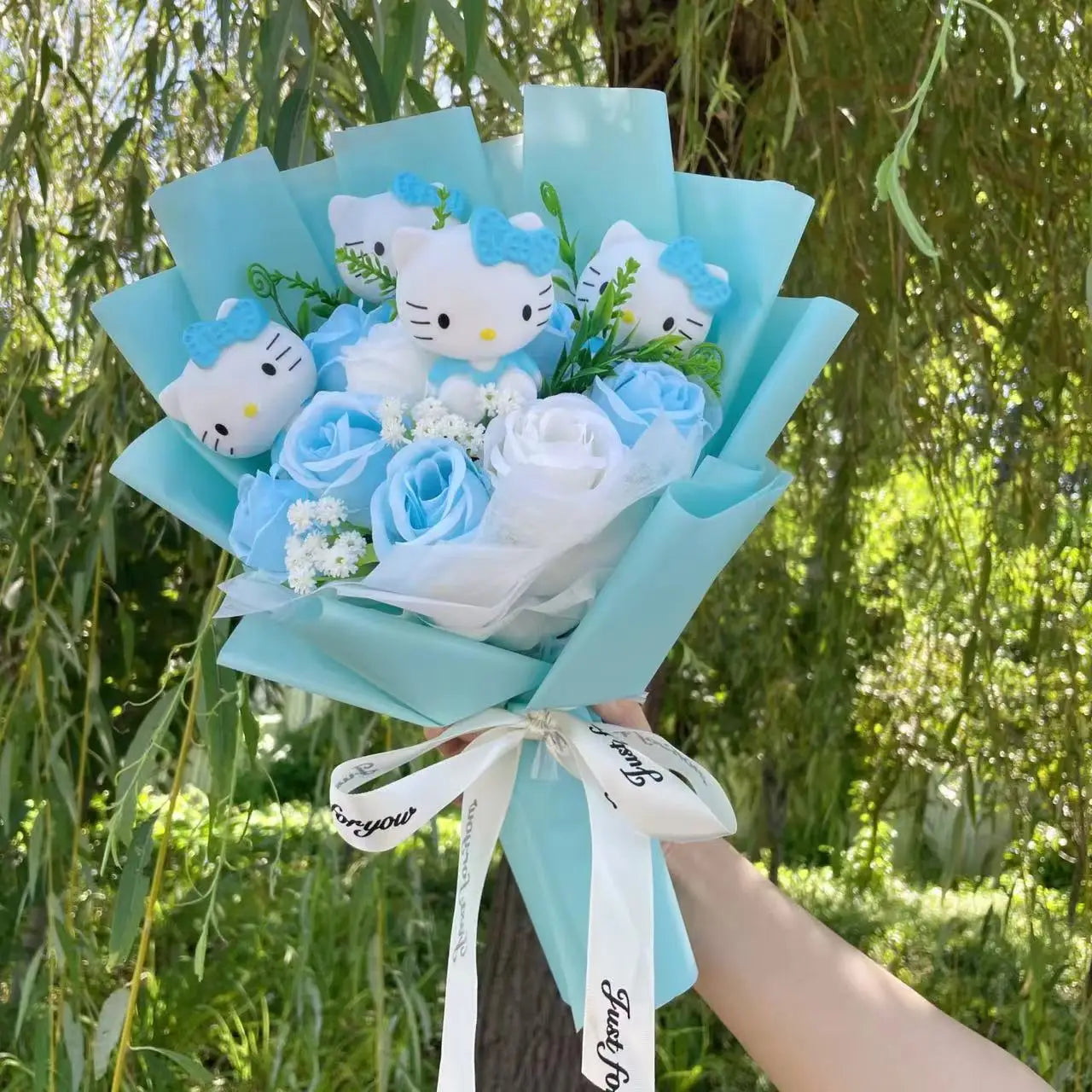 Cartoon Handmade Hello kitty bouquet Plush dolls creative Valentine Christmas Graduation Gifts For Girls