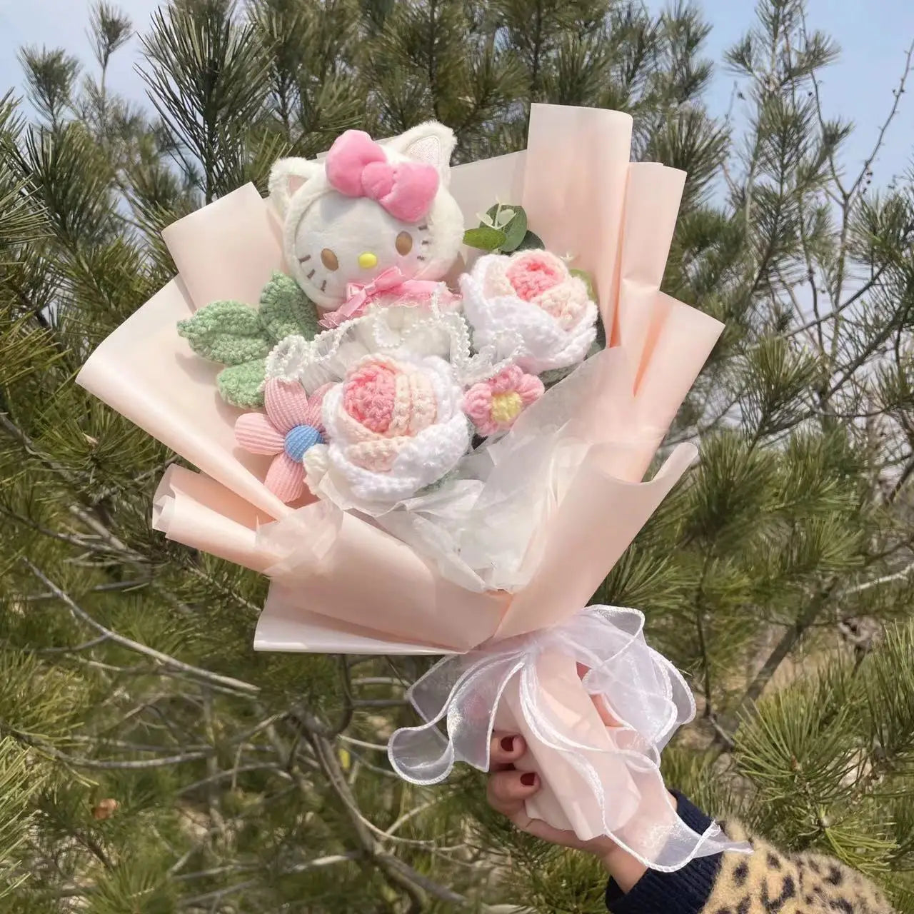 Cartoon Handmade Hello kitty bouquet Plush dolls creative Valentine Christmas Graduation Gifts For Girls