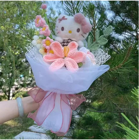 Cartoon Handmade Hello kitty bouquet Plush dolls creative Valentine Christmas Graduation Gifts For Girls