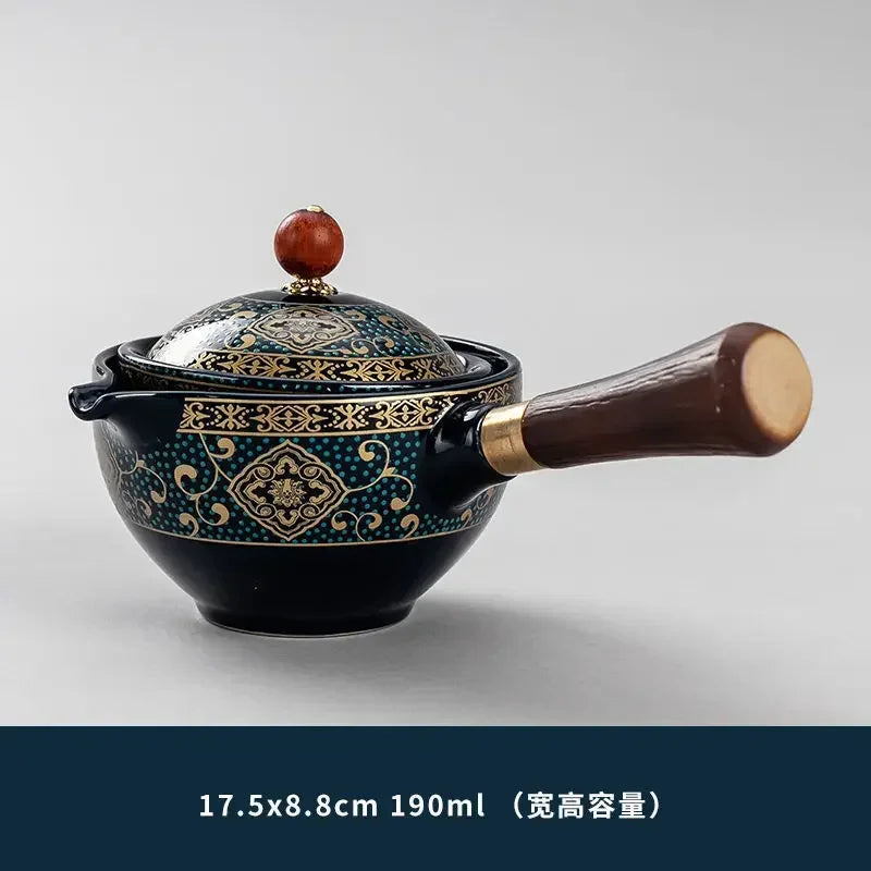 360° Rotation Porcelain Gongfu Tea Set – Elegant Ceramic Infuser Cup with Travel Case