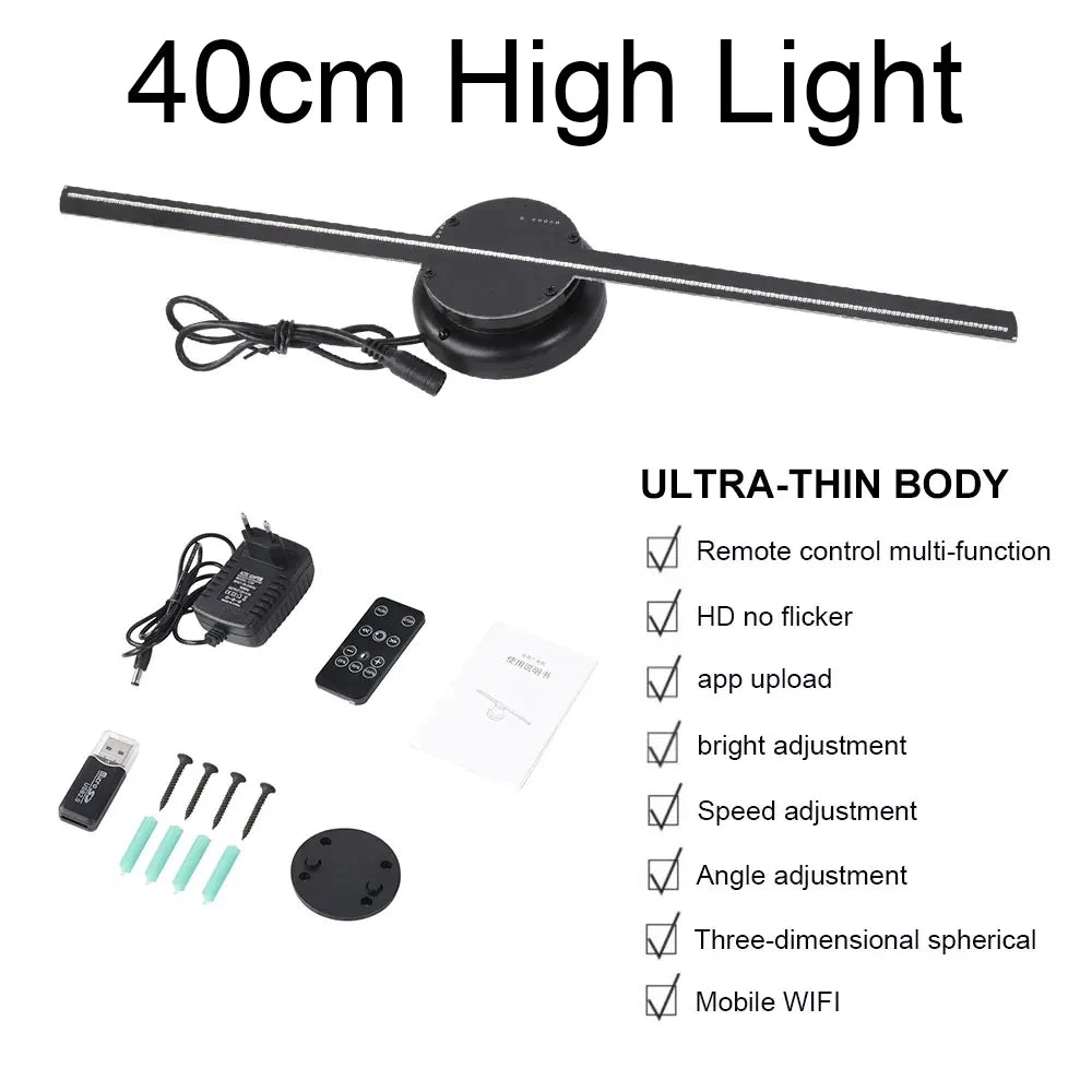 HoloVibe™ 3D LED Hologram Projector – 40CM WiFi Display Fan