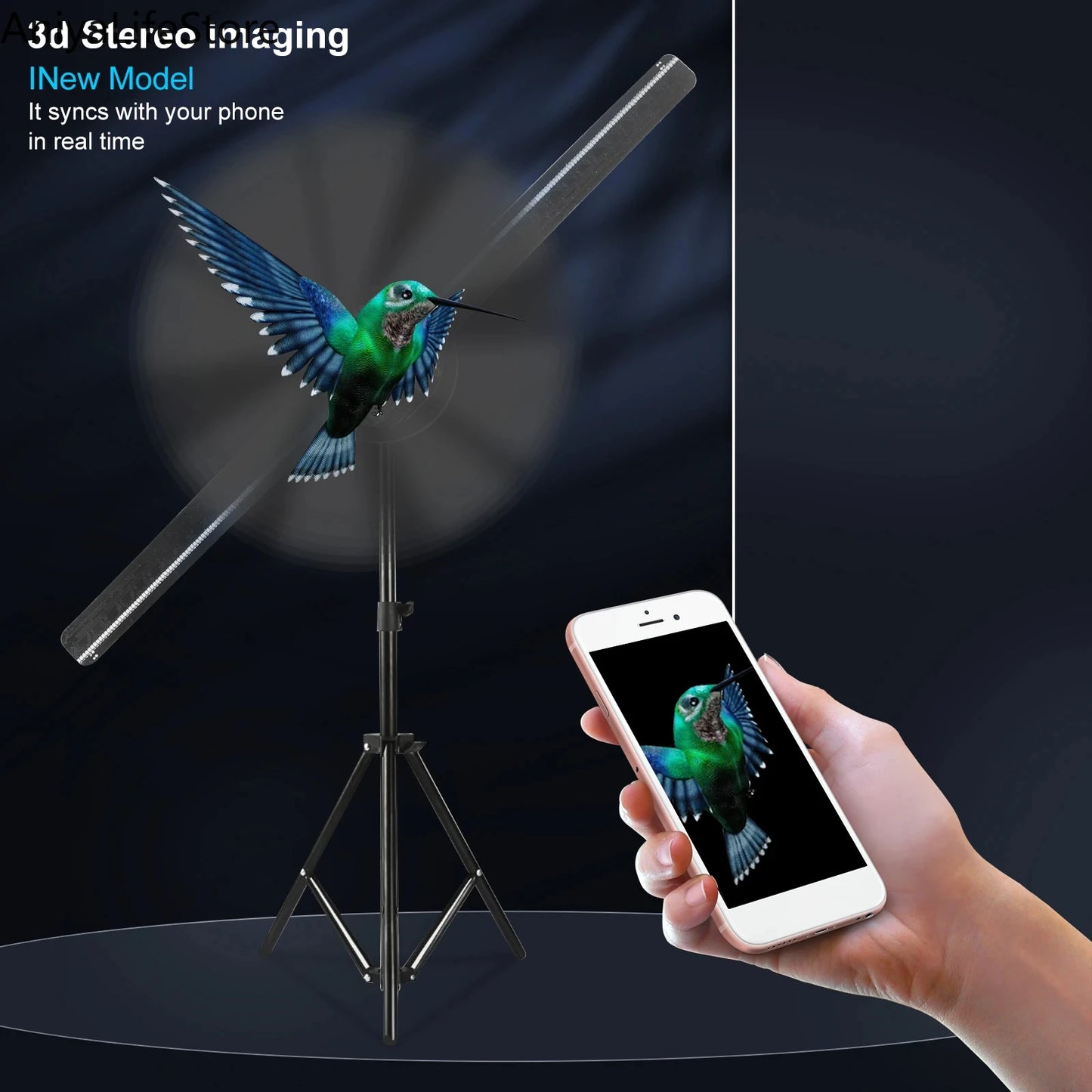 HoloVibe™ 3D LED Hologram Projector – 40CM WiFi Display Fan