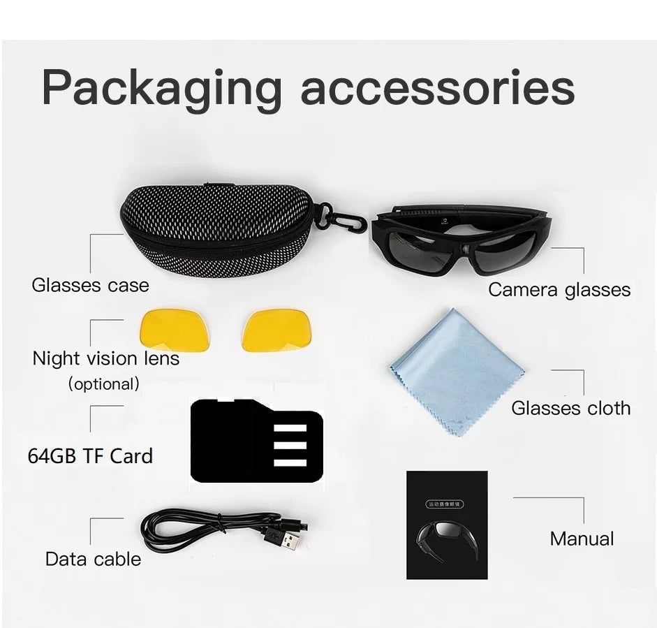 4K Video Glasses HD Smart Glasses Sports Outdoor Portable Motorcycle And Bicycle Recorder Camera 2hour Video Recording Time
