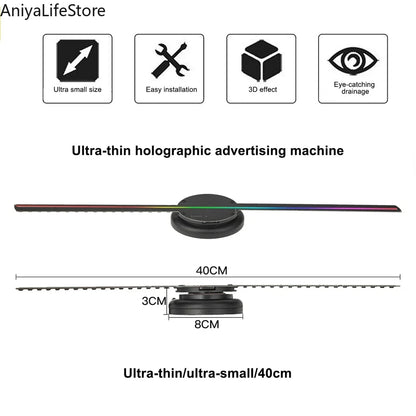 HoloVibe™ 3D LED Hologram Projector – 40CM WiFi Display Fan