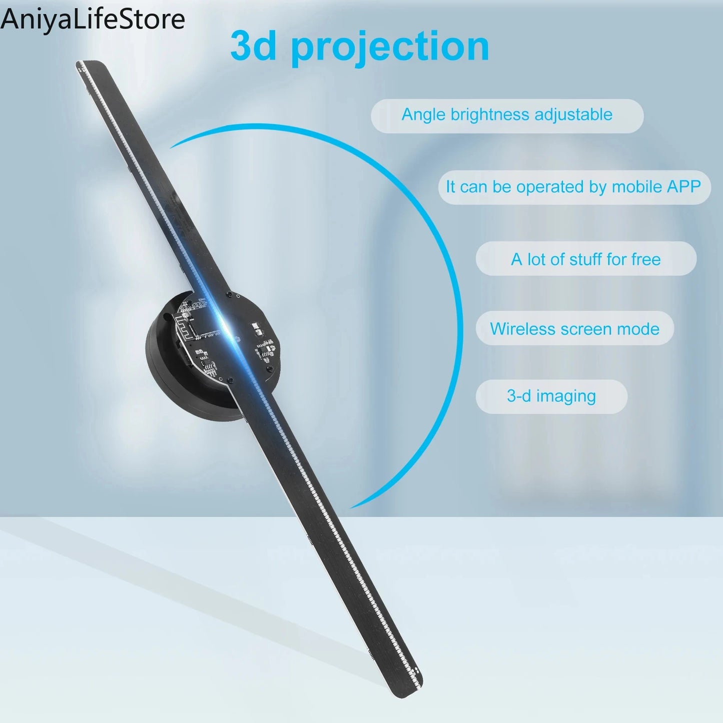 HoloVibe™ 3D LED Hologram Projector – 40CM WiFi Display Fan