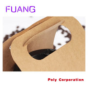 Custom  Disposable Kraft Paper Cup Base Handle Holder Eco Friendly Coffee Milk Tea Cup Tray Takeaway Drink Packaging