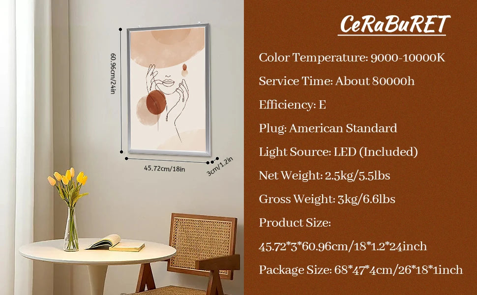 LED Light Box Backlit Movie Poster Art Picture Frame 24" X 36" Advertising Display
